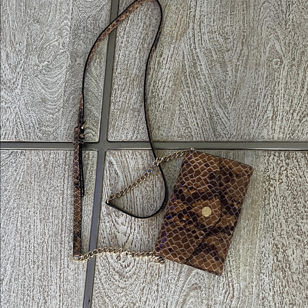Michael Kors Tan Snake Print Crossbody Bag